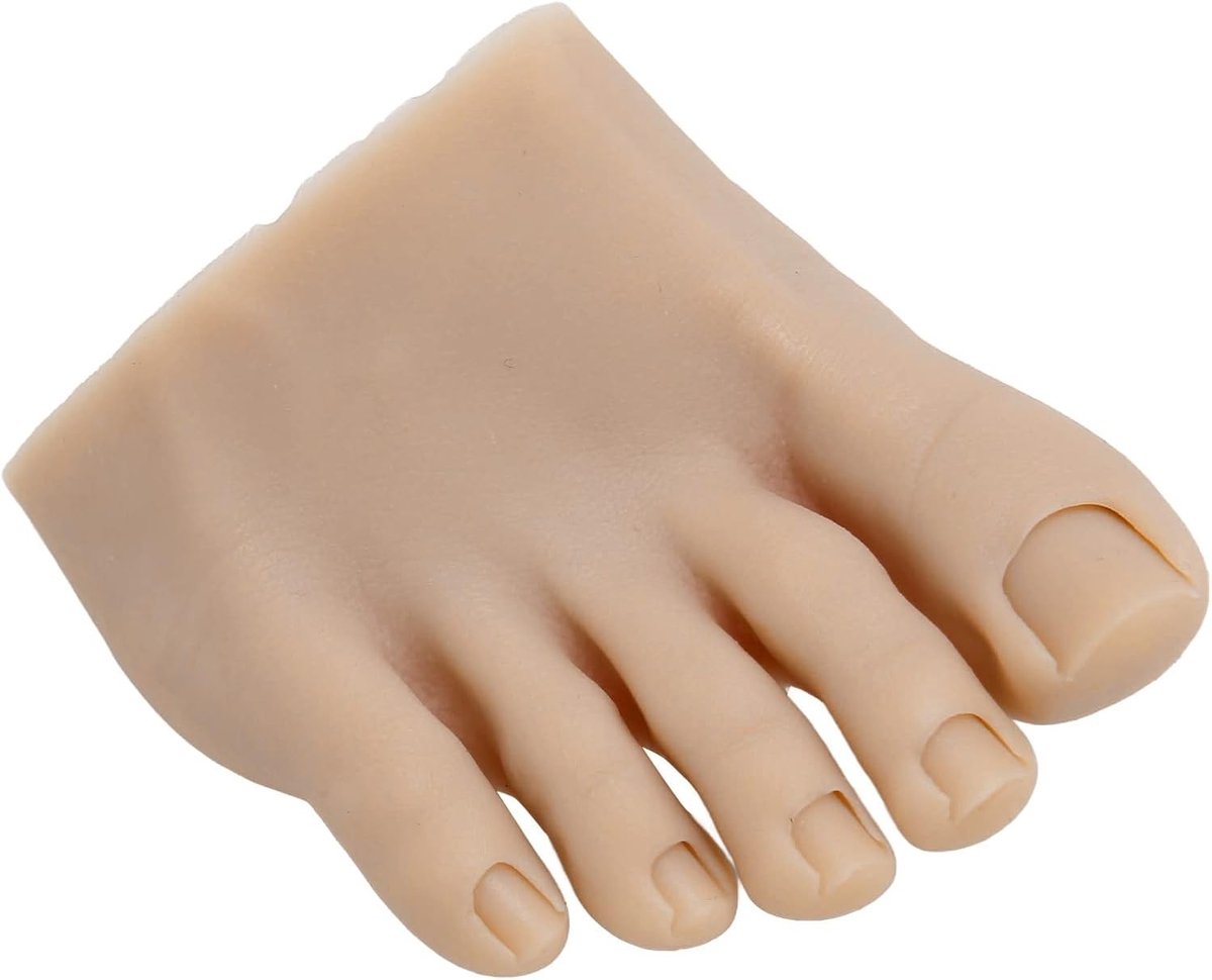 Oefenmodel voor Voet, Flexibel en Zacht Siliconen Voetmodel voor Nagelkunst en Training, Herbruikbaar, Donkere Huidskleur, Rechts, Ideaal voor Nagelstylisten en Schoenmakers