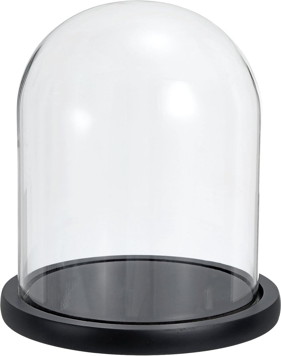 Heldere Glazen Koepel met Zwarte Houten Basis voor Tafeldecoratie, Perfect voor Kerst en Huisdecoratie, 7.3"x5.9" Display Case