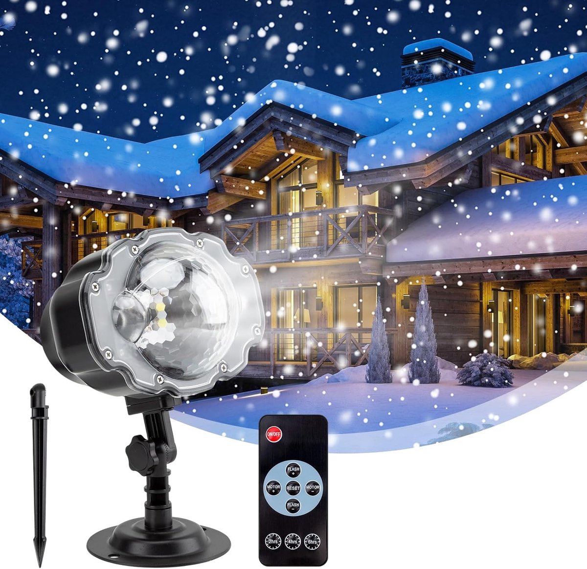 Kerstprojectorlicht - Wit - Waterdichte LED Projector Verlichting voor Buiten - Voor Kerst, Nieuwjaar, Halloween en Feesten