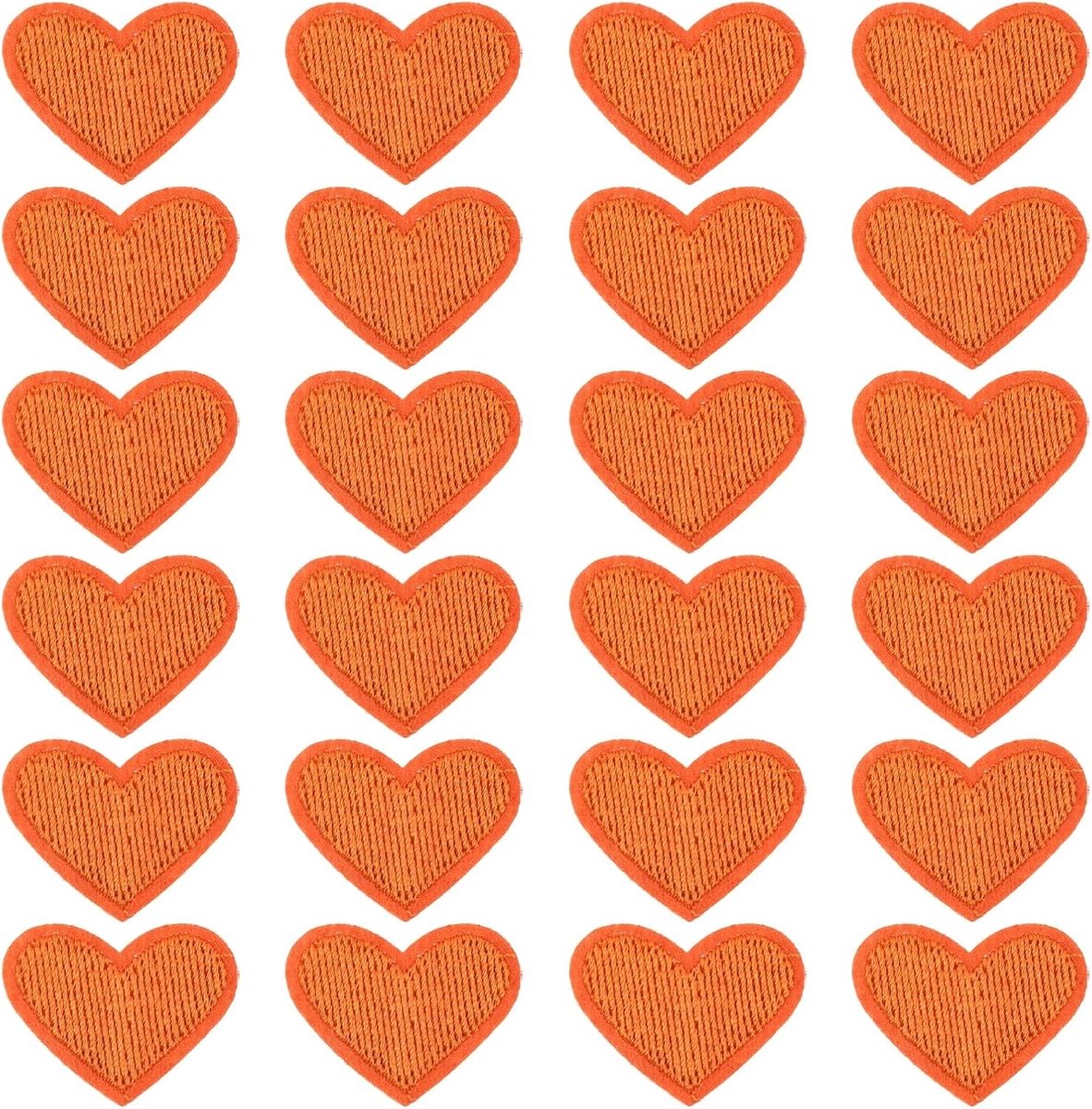 24 Stuks Kleine Hart Patches om Op te Strijken, 2cm Borduurpatches voor Hoed, Jas en Rugzakken (Oranje)