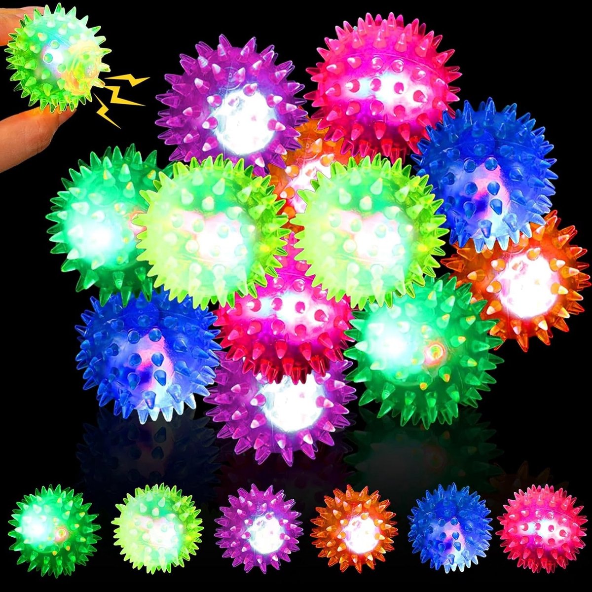 12 Stuks Gel Ball Set, Luminous LED Flummis voor Kinderen, Verjaardagscadeau voor Jongens en Meisjes, Speelgoed voor Feestjes en Activiteiten