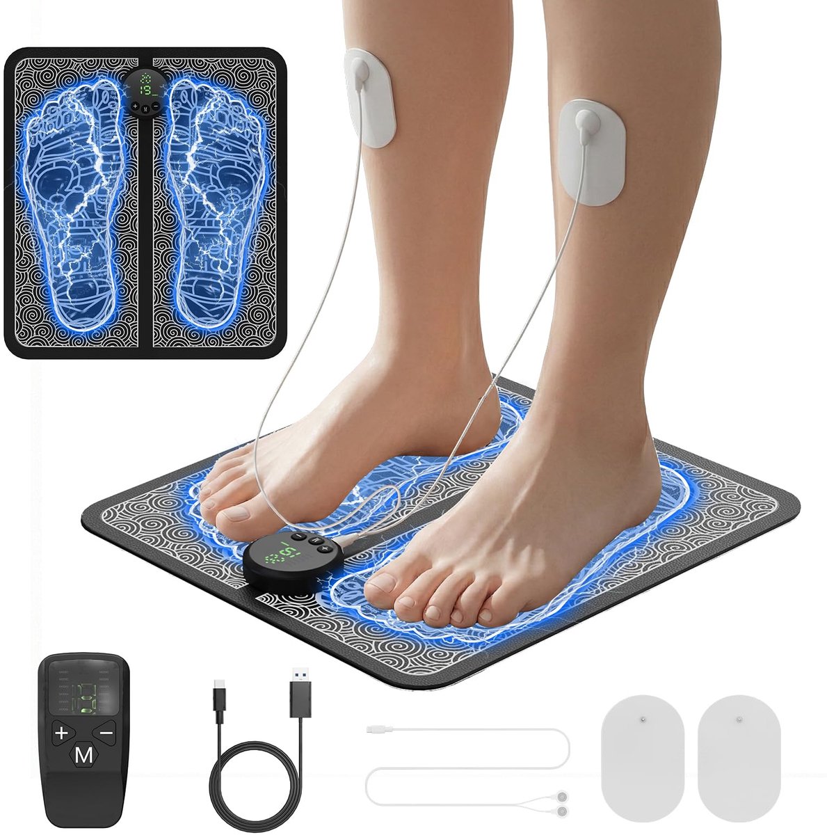 Voetmassage mat 12 standen - elektrische voetmassager - 19 frequenties - voor ontspanning en verlichting - ShopVlot