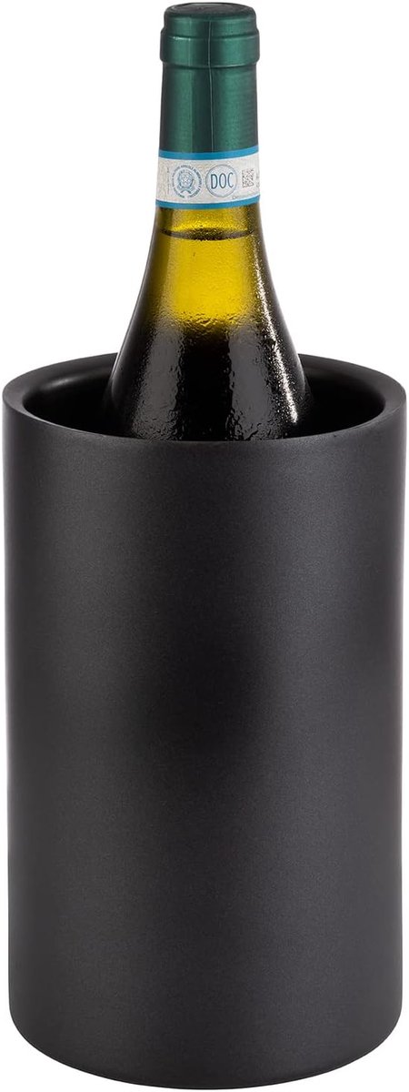 Flessenkoeler dubbelwandig - hoogwaardige champagnekoeler roestvrij staal - elegant zwart - ShopVlot
