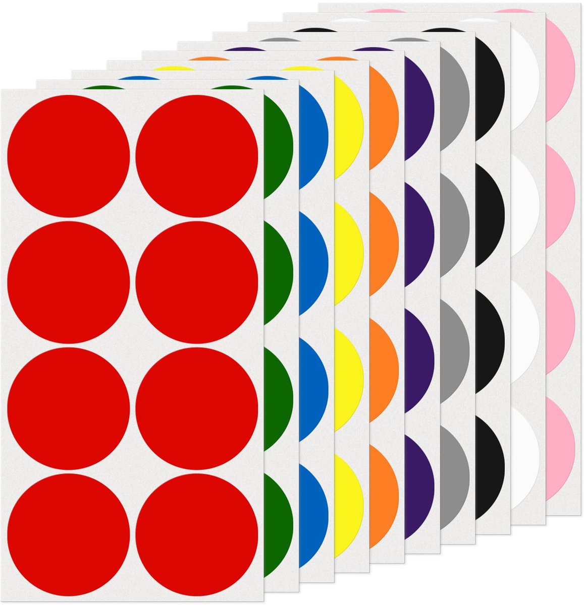 Ronde etiketten 50 mm - meerkleurig vinyl - waterdicht en zelfklevend - ideaal voor thuiskantoor - ShopVlot