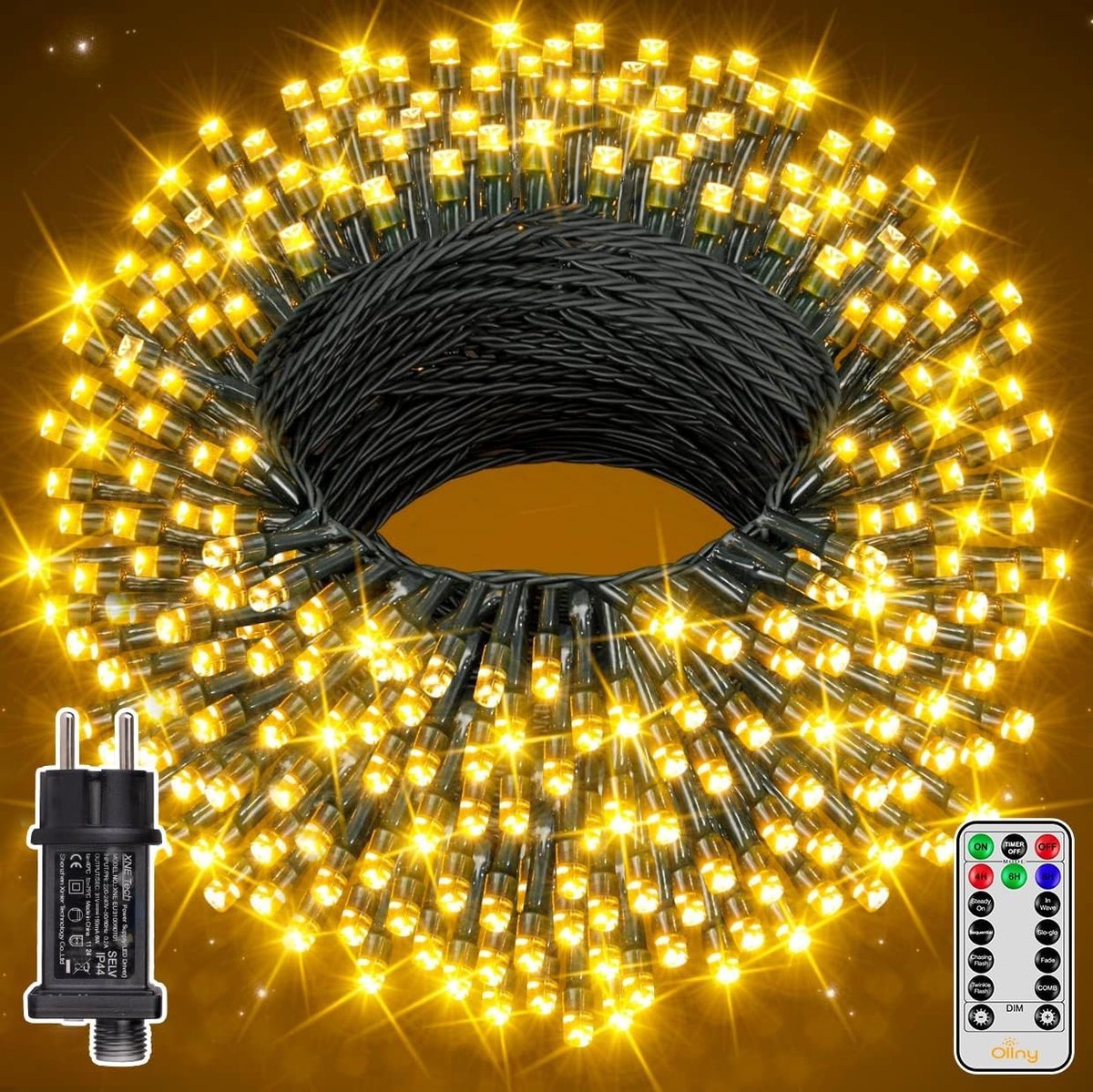 40 meter 400 LED Sfeerverlichting voor Binnen en Buiten met Afstandsbediening, 8 Modi en 3 Timers, IP44 Waterdichte Decoratie voor Tuin, Kerst, Thuis en Bruiloft in Warm Wit