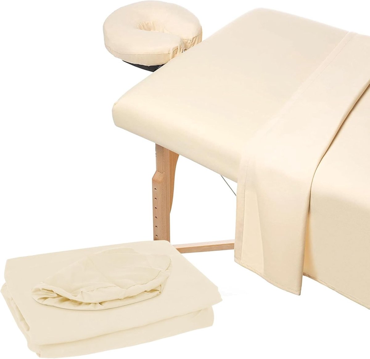 Complete Massage Bed Set met Microfiber Bedcover, 3-delige Set voor Massage Tafel, Inclusief Hoofdkussenhoes en Fitted Sheets in Beige