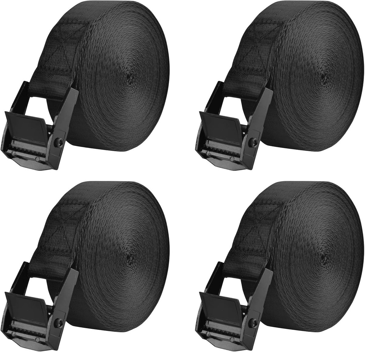 Set van 4 zwarte nylon bagagestraps met verstelbare gespen voor veilig reizen en organisatie