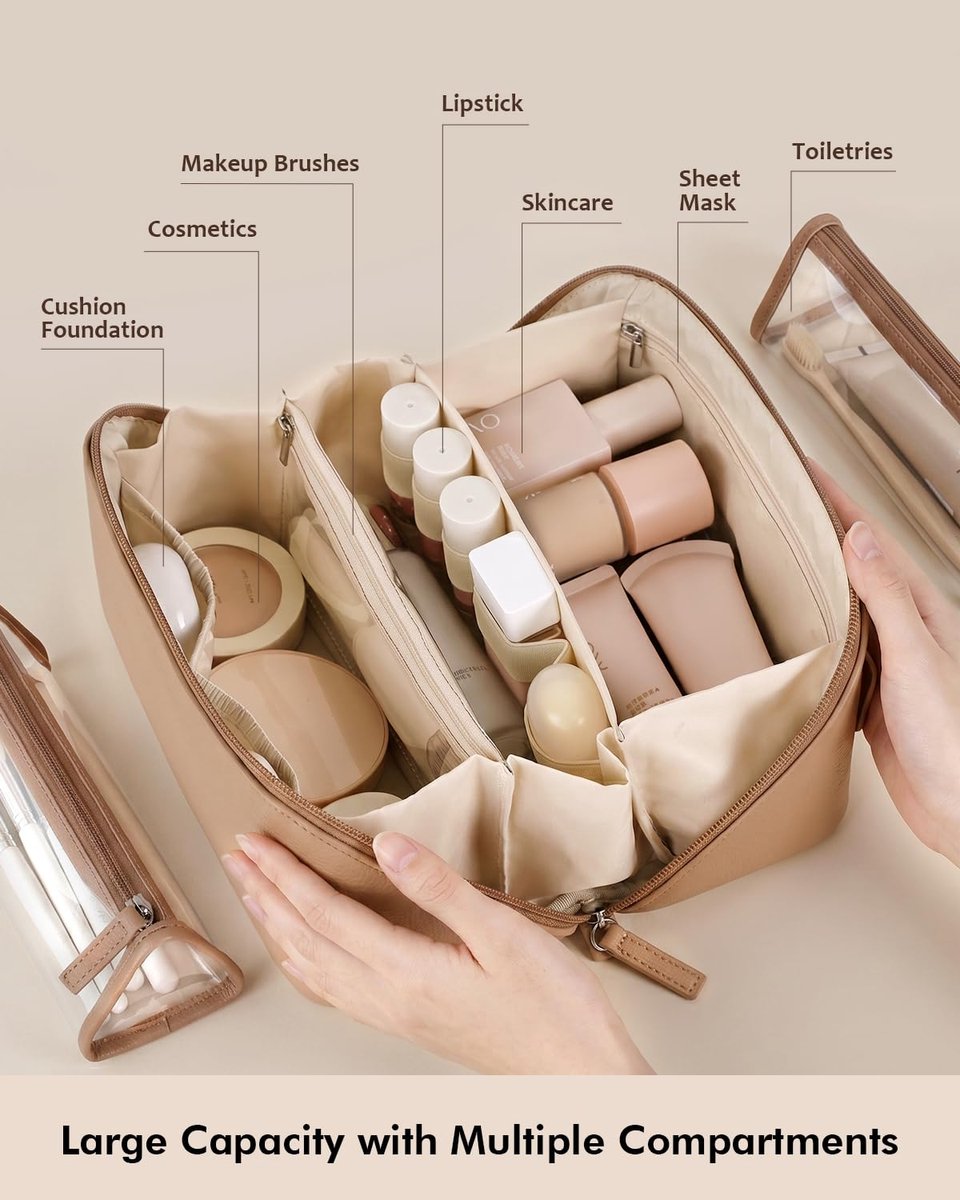 Make-up tas set 3 stuks - Reis organizer - 2 TPU doorzichtige pouches - Perfect voor onderweg - ShopVlot