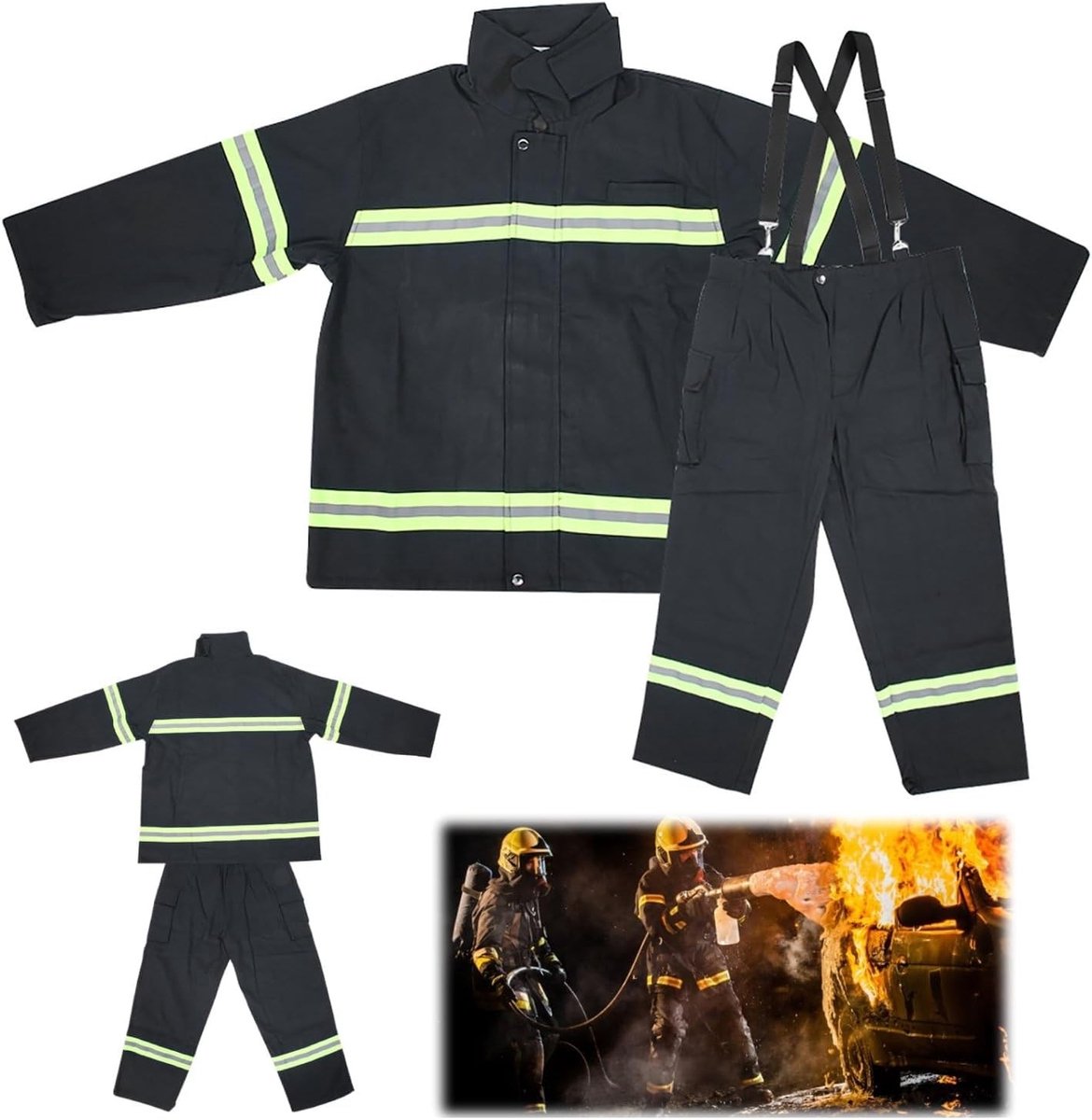 Hittebestendige Katoenen Werkoutfit voor Brandweermannen en Lastechniek, Donkerblauw Uniform met Vlamvertragende Eigenschappen