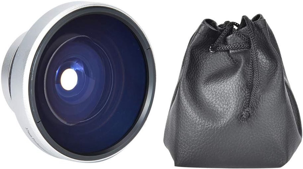 Fisheye Lens 37mm 0.25X - Aluminium Optisch Glazen Groothoek Conversielens voor DSLR Camera's, 37mm Filterdraad, Zilver, 228g, Ideaal voor Landschapsfotografie en Creatieve Opnamen