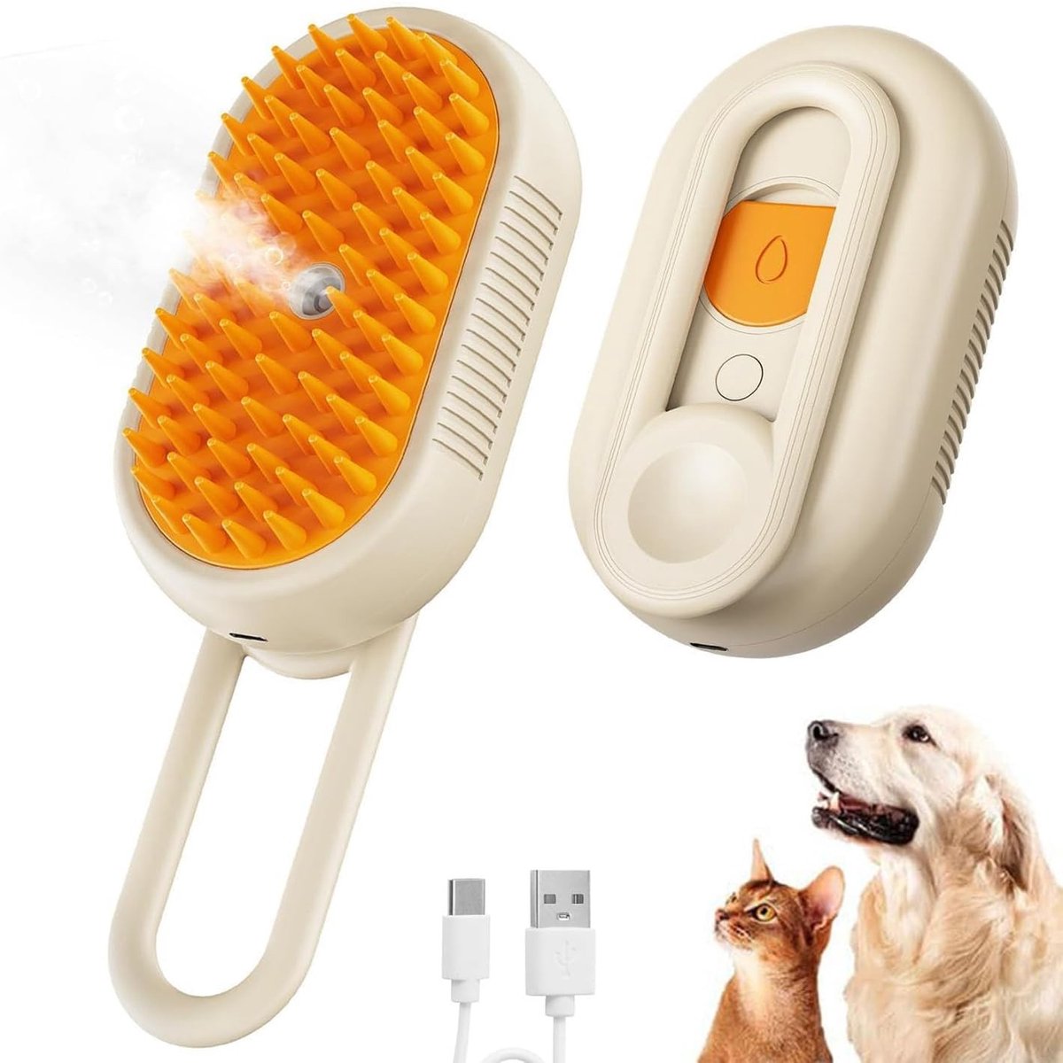 Zelfreinigende borstel voor katten en honden, stoomborstel voor vachtverzorging en grooming van huisdieren