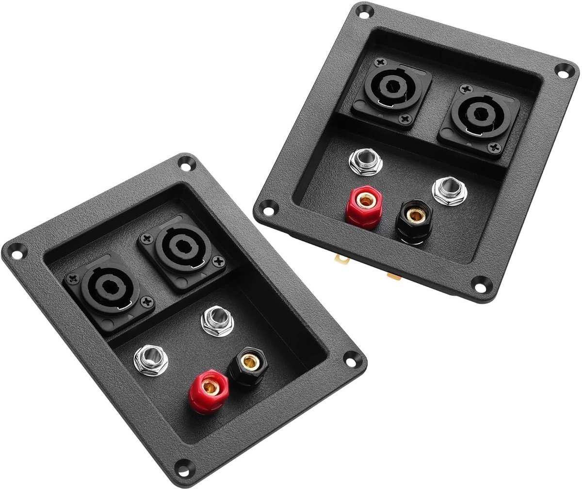 Terminal Junction Box met 6 Posities, 2-Schroef Binding Post en Dual Speakon voor Audio-installatie en DIY Projecten (2 Stuks)