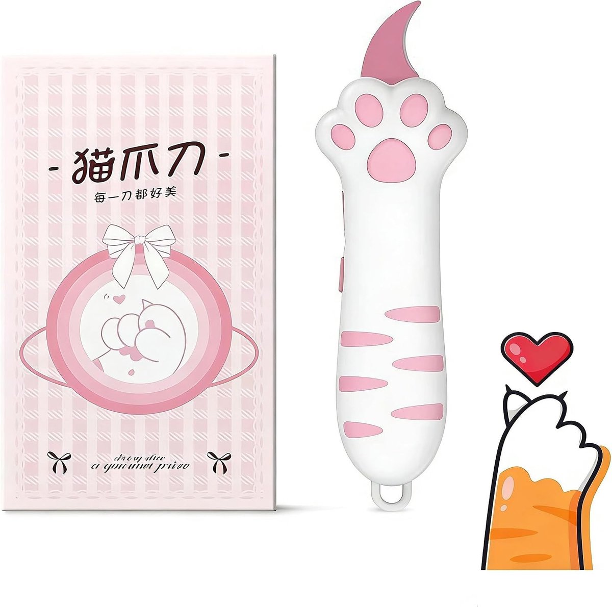 Vouwbare Veiligheid Cutter met Schattige Kattenklauw Ontwerp, Stalen Mes voor Kantoor, School en Creatieve Knutselprojecten - Perfect voor Cadeauverpakking en Stationery