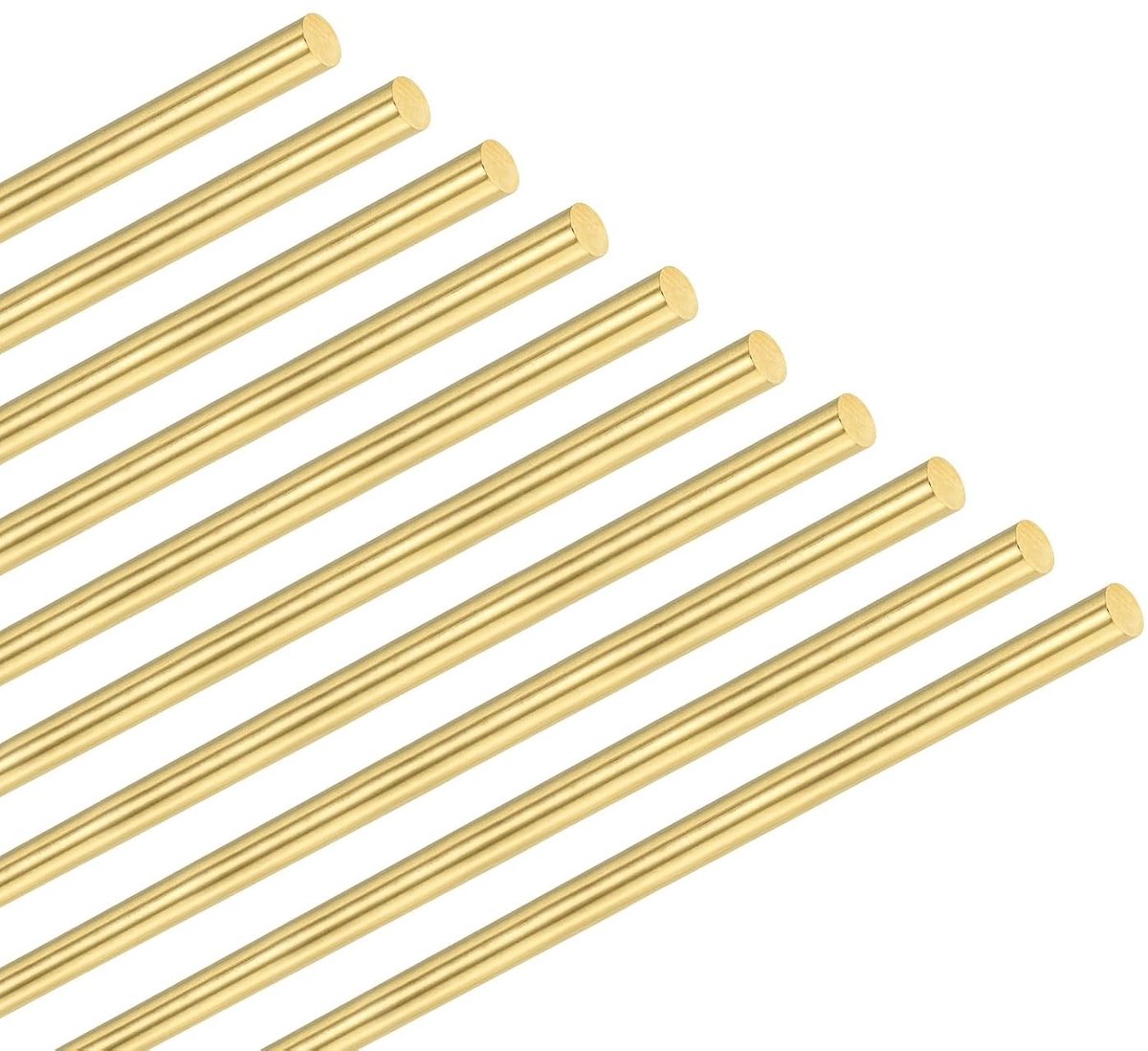 Set van 10 messing stangen 2 mm x 100 mm, massief H59 messing voor knutselen, messenmakers en doe-het-zelf projecten