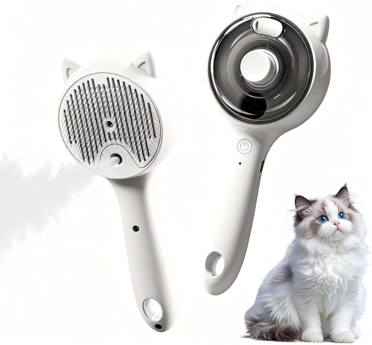 Verzorgingsborstel voor Honden en Katten, Zelfreinigende Kam met 2 Snelheden, Verwijder Loose Haren en Geurtjes, Massage Tool voor Lang- en Korthaar Dieren