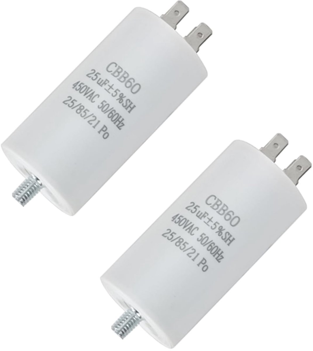 2pcs CBB60 25µF 450V Starter Capacitor 25uf for Single Phase Motor, Motor Capacitor 40 x 70mm, Voltage 450V AC, Ideal - ShopVlot