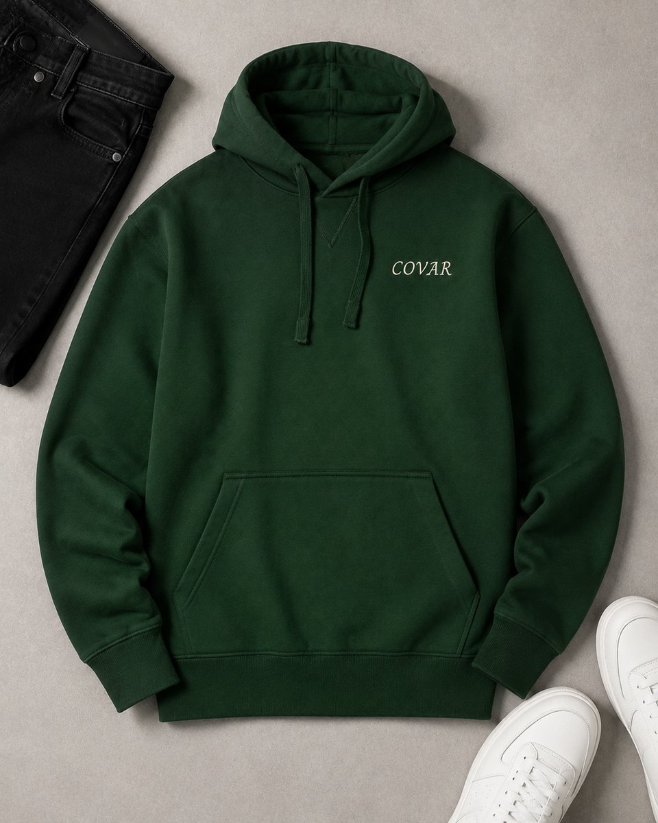 Groene Heren Hoodie - Trui met Capuchon - Katoen - COVAR Print - Regular Fit - XL