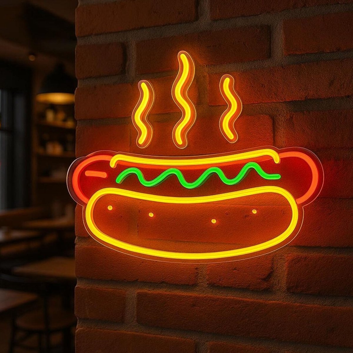 Hot Dog Neon Sign. Fast Food Led Neon. Street Food Led Lights. Hot Dog Light On Sign Wall Decor. - ShopVlot