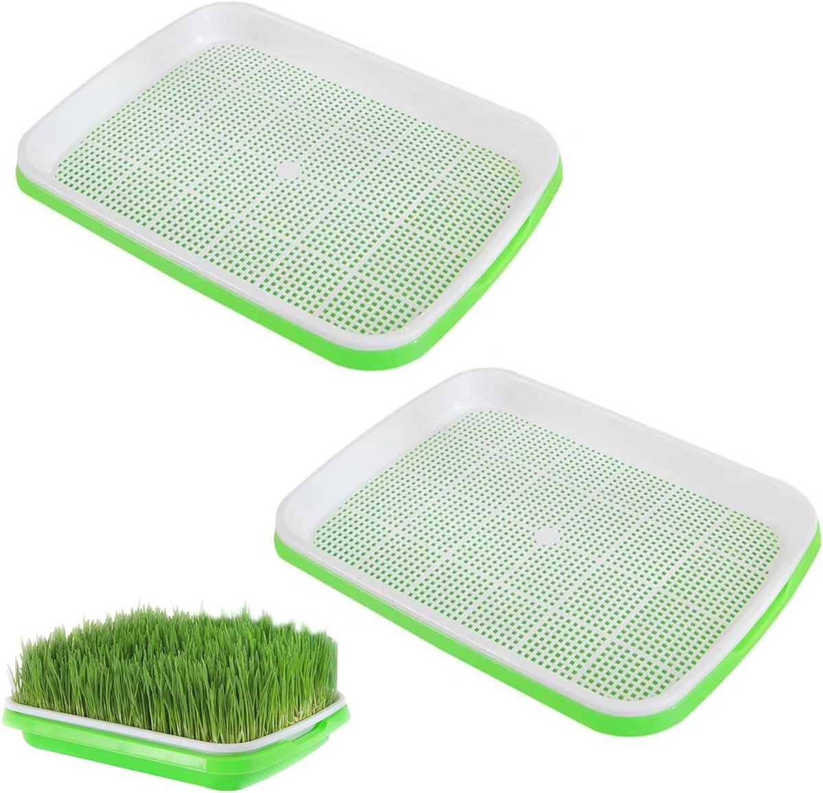 Set van 2 Plastic Kweekkommen voor Microgreens, 22.5 x 14.5 cm, Ideaal voor Zaadkieming en Tuinieren