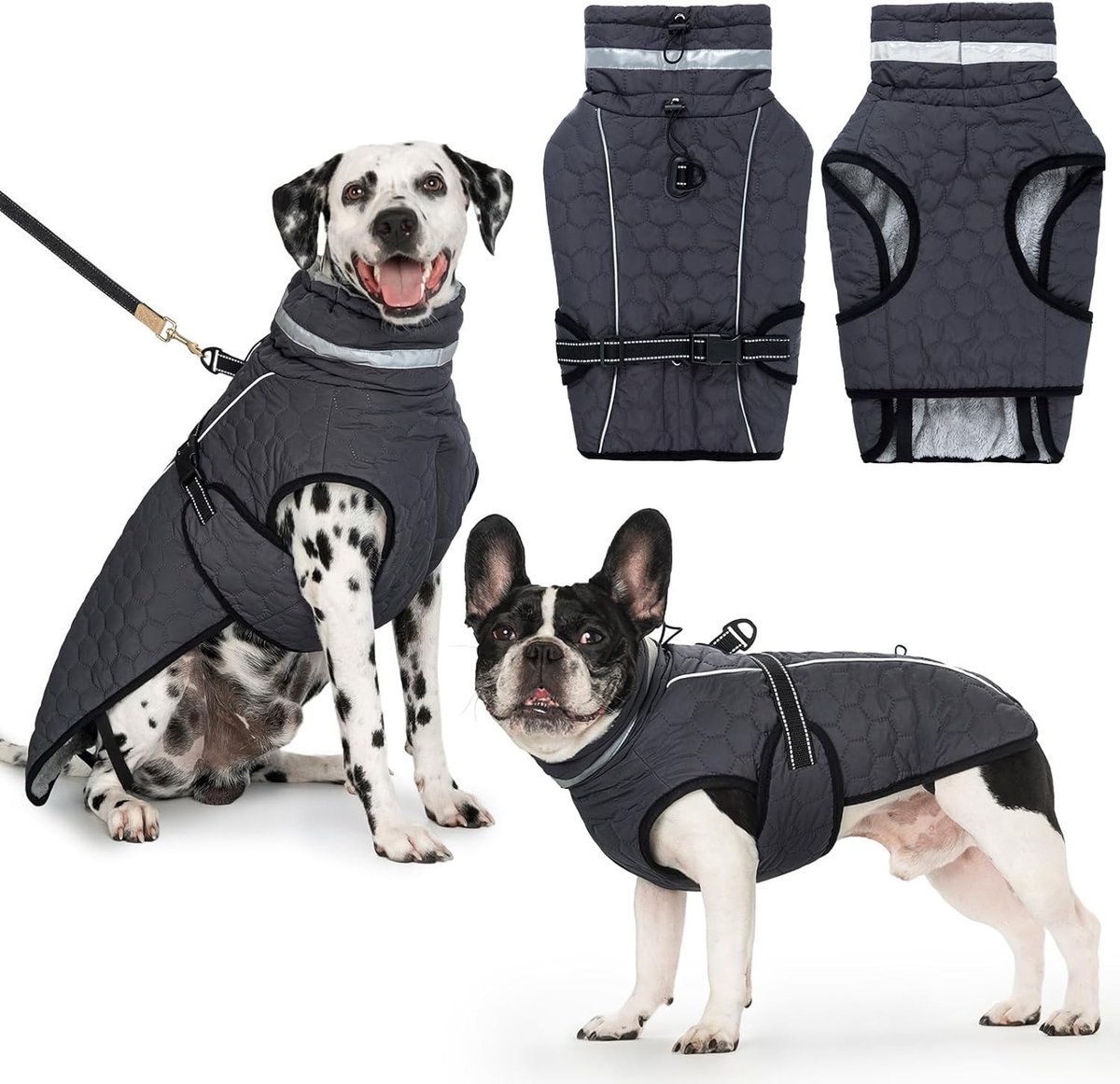 Waterdichte Hondenjassen met Fleece Voering en Verstelbare Harness, Reflecterende Winterjacket voor Kleine, Middelgrote en Grote Honden, Warm en Comfortabel voor Elk Weertype