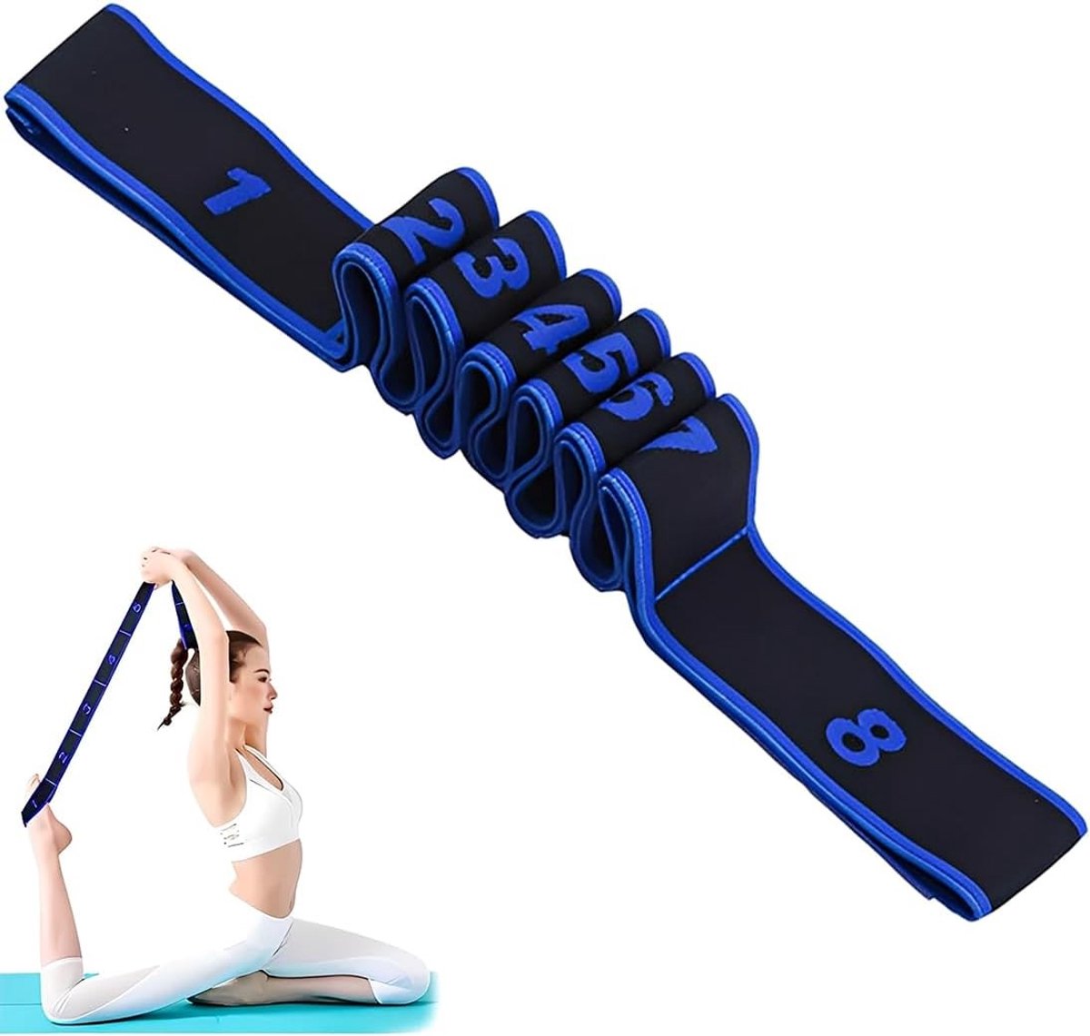 Yogariem met 8 lussen voor yoga, pilates en training - Elastische weerstandsbanden voor optimale flexibiliteit en krachttraining
