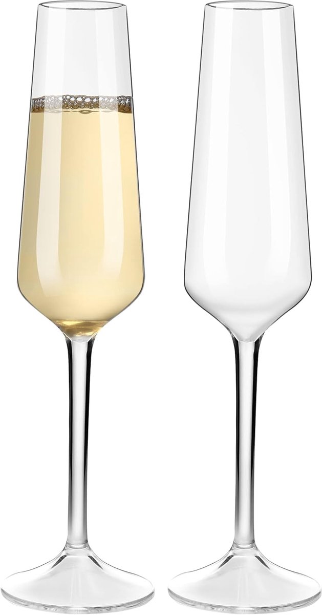COOKY.D Tritan Plastic Champagneglazen Set van 2 224ml Onbreekbare Toastglazen voor Bruiloft, Jubileum, Verjaardag - ShopVlot