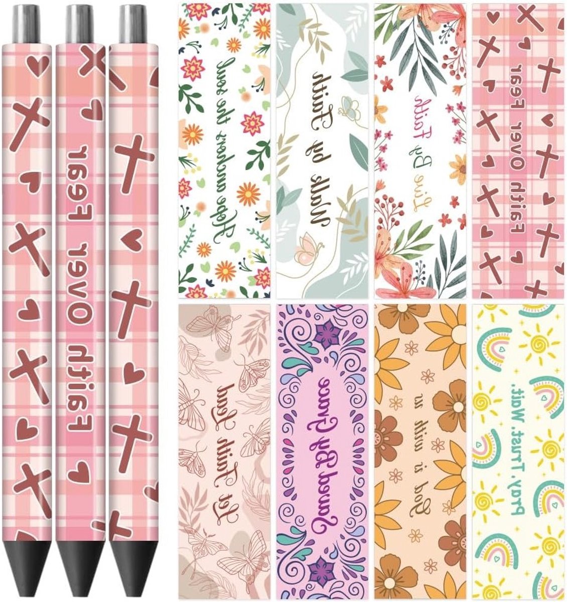 UV DTF Pen Wraps Transfer Stickers voor Religieuze Geloven - 48 Stuks Waterdichte HD Print Zelfklevende Decals voor Persoonlijke DIY Potlood en Pen Decoratie