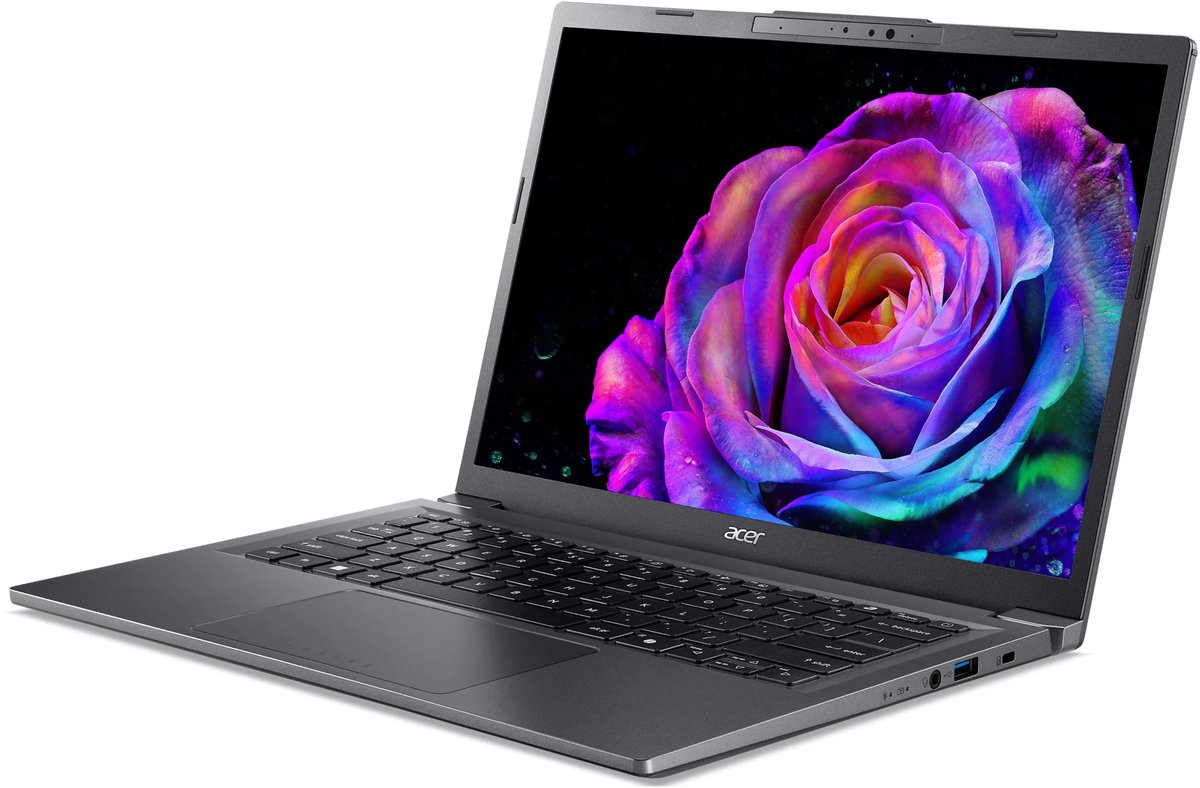 Aspire 16 AI A16-52M-75TW - Copilot+ - Laptop - 16 inch OLED - Core Ultra 7 - 16GB - 512GB SSD - Verlicht toetsenbord - Grijs thumbnail 3
