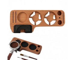 Tamperstation voor barista's, compatibel met 51/53/58 mm zeefhouders, tamping station van sapelihout, koffiestampbasis met accessoires