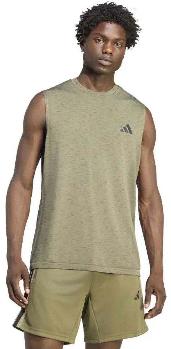 Adidas Workout Essentials Seamless Mouwloos T-shirt Regular Man Olijf