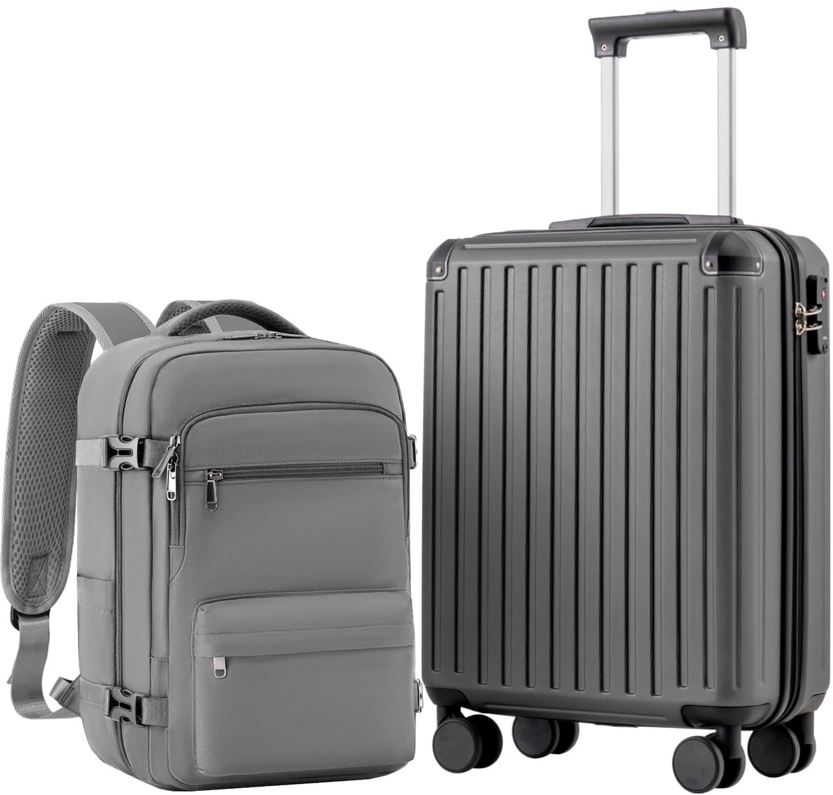 Dailygoods - Handbagagekoffer Set 55x35x20cm en Rugzak - Voor Ryanair met TSA-slot