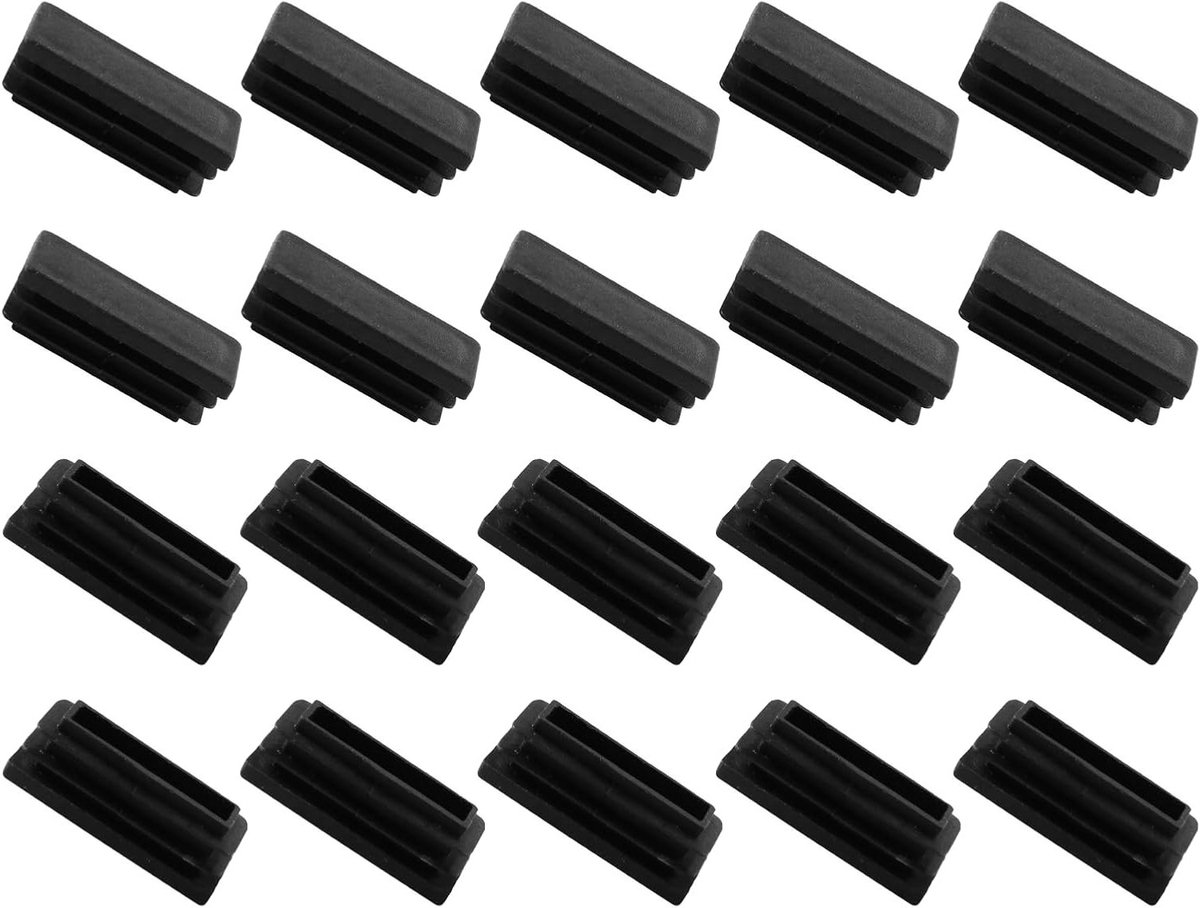 Rectangular End Caps 40 x 15mm - 21 Stuks Plastic Invoeren voor Meubels, Tafel en Stoelen - Bescherming voor Poten in Zwart
