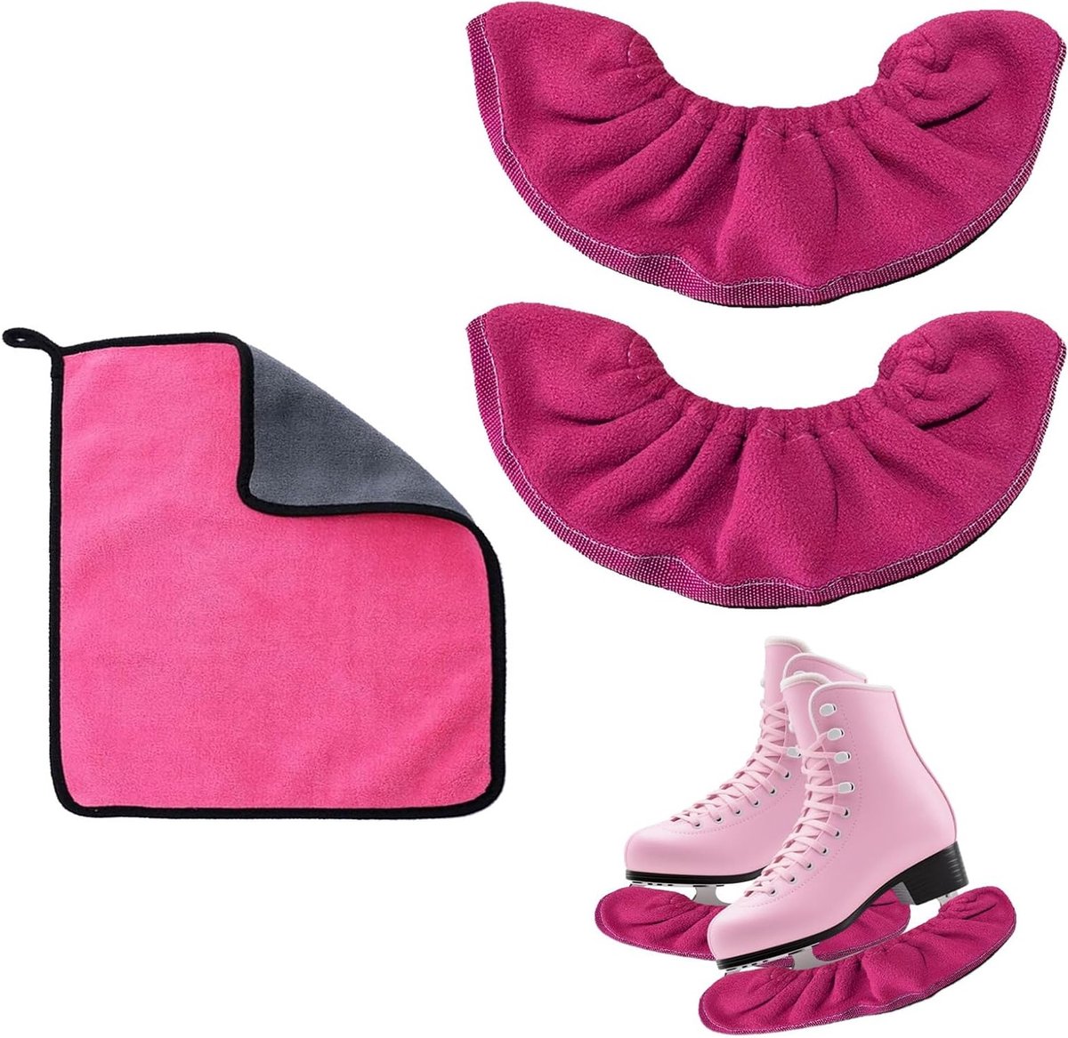 Set van 3 Schaatsbeschermers en Soakers, Elastische Bladbedekking voor IJs- en Kunstschaatsen, Bescherming voor Schaatsaccessoires
