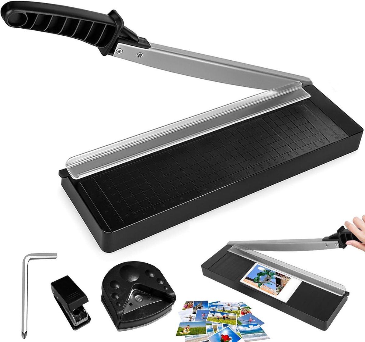 Papier snijmachine met 8-bladcapaciteit voor A4/B5/A5/B6/B7, lever cutter voor foto's, leer en dunne platen