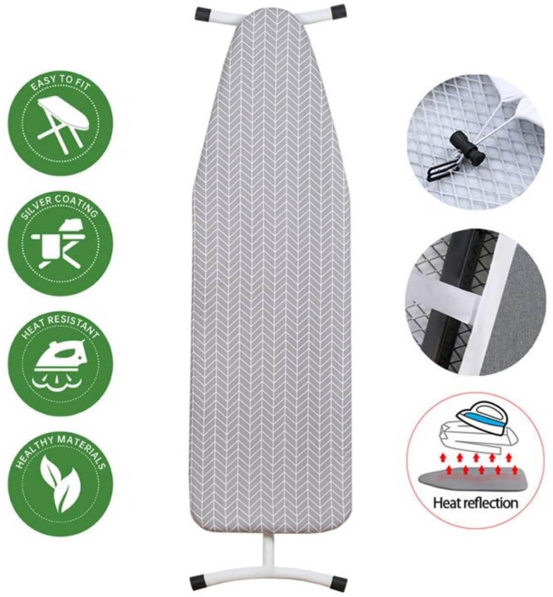 Dailygoods - Strijkplankhoes 140 x 50 cm - Dikke Vulling met Verstelbare Sluiting