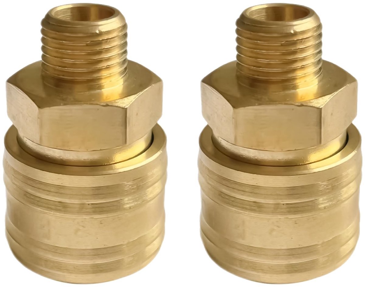 Dailygoods - 2 Stuks Snelkoppelingen voor Perslucht 1/4 Inch - Messing Pneumatische Connectoren