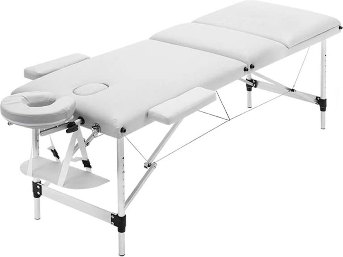 Massagetafel 250KG Wit - Verstelbaar, Aluminium en 250KG draagvermogen - Voor Eetkamer, Woonkamer en Kantoor