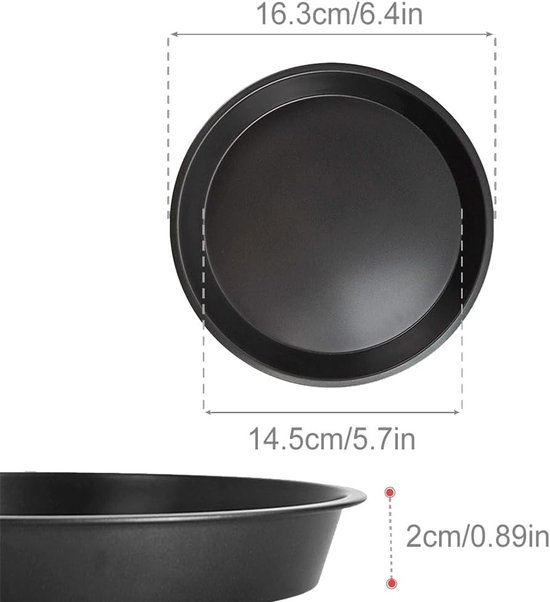 Set van 4 Ronde Pizza Platen voor Oven - 16 cm - Antiaanbaklaag — afbeelding 5
