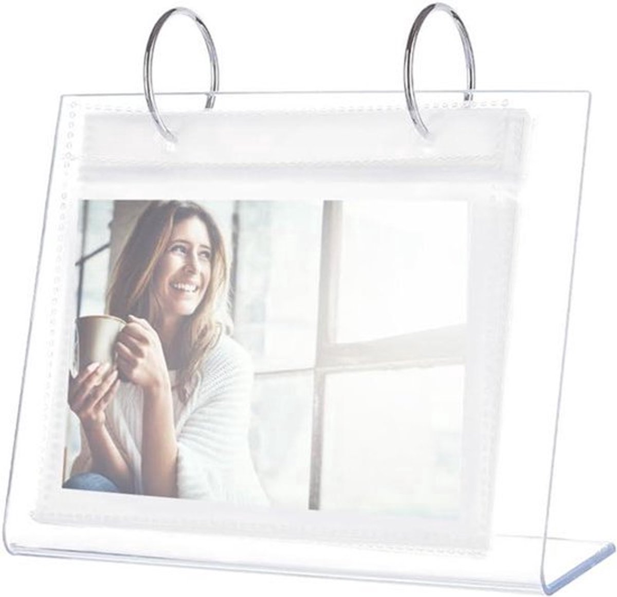 5" Acryl Fotoalbum - Verticaal Flip Album, 17 Pagina's, 34 Fotolijsten - Desktop Display Stand