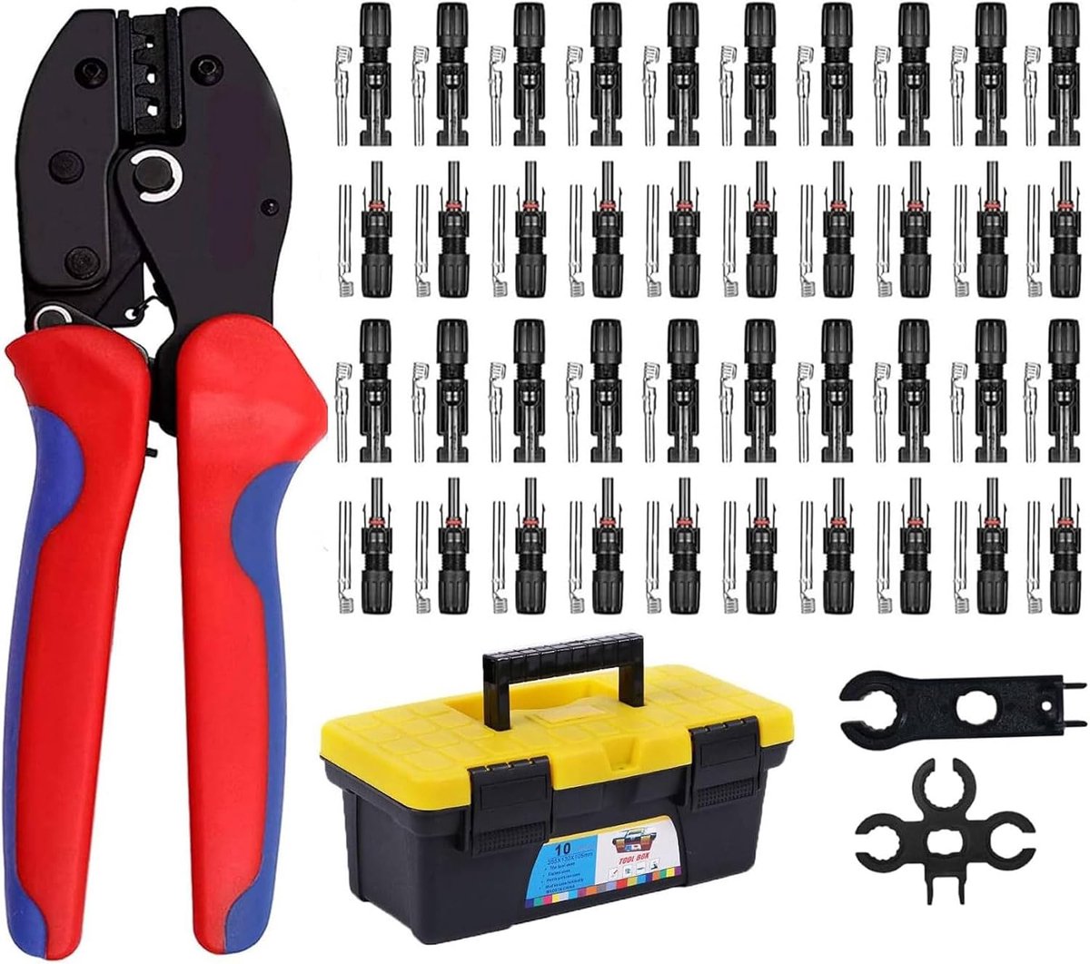 Zonnepaneel-connectorset met Y-aftakking-kabelconnector + striptool +