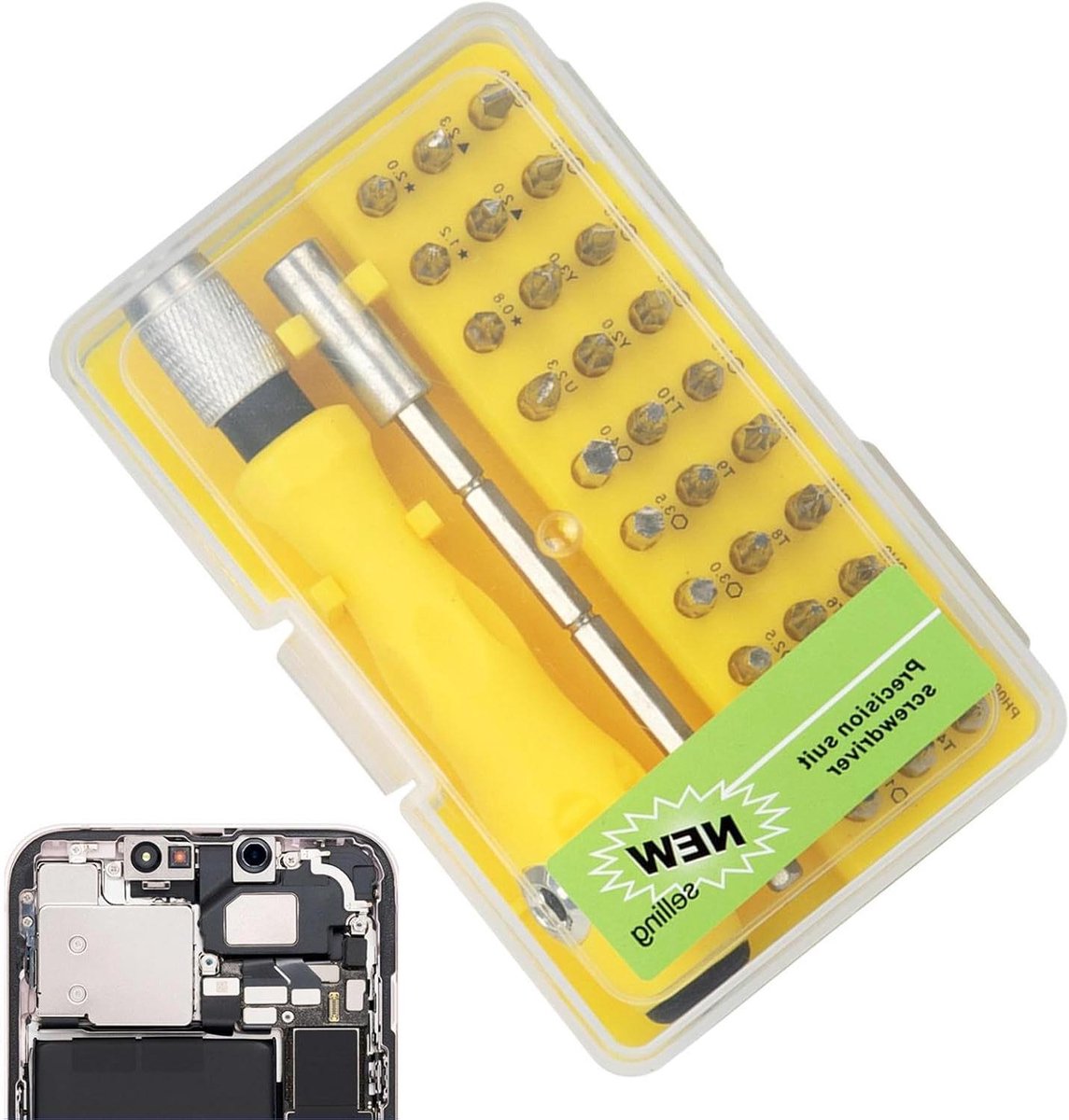Precisie Schroevendraaierset - Elektronica Toolkit - Fijnmechanische Reparaties - 32 Verwisselbare Bits - 10.9 cm - Grijs
