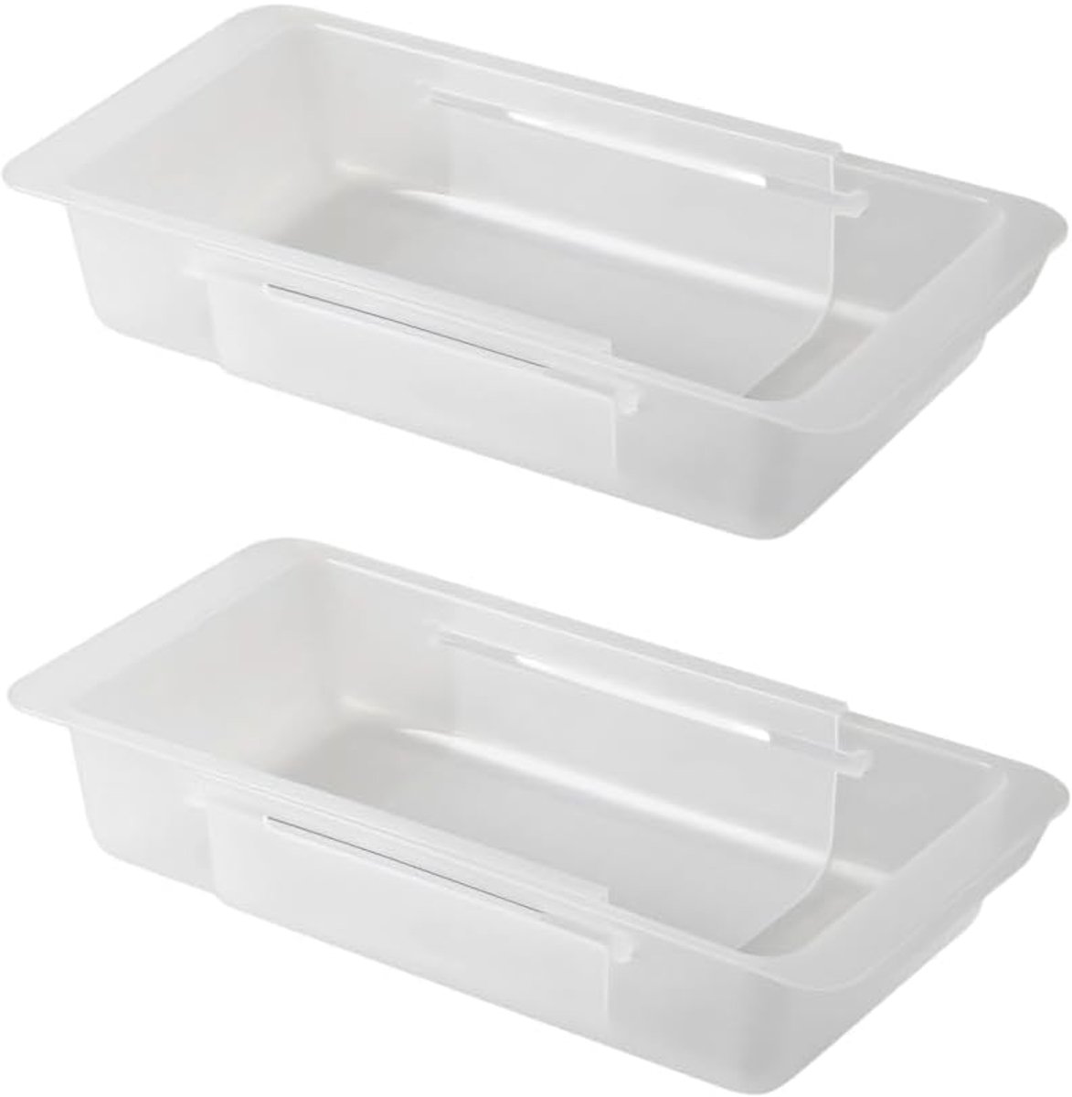 Set van 2 lade-organizers van kunststof, uittrekbaar en flexibel, hangende en verstelbare opbergdozen voor keuken-, slaapkamer- en badkamerbenodigdheden