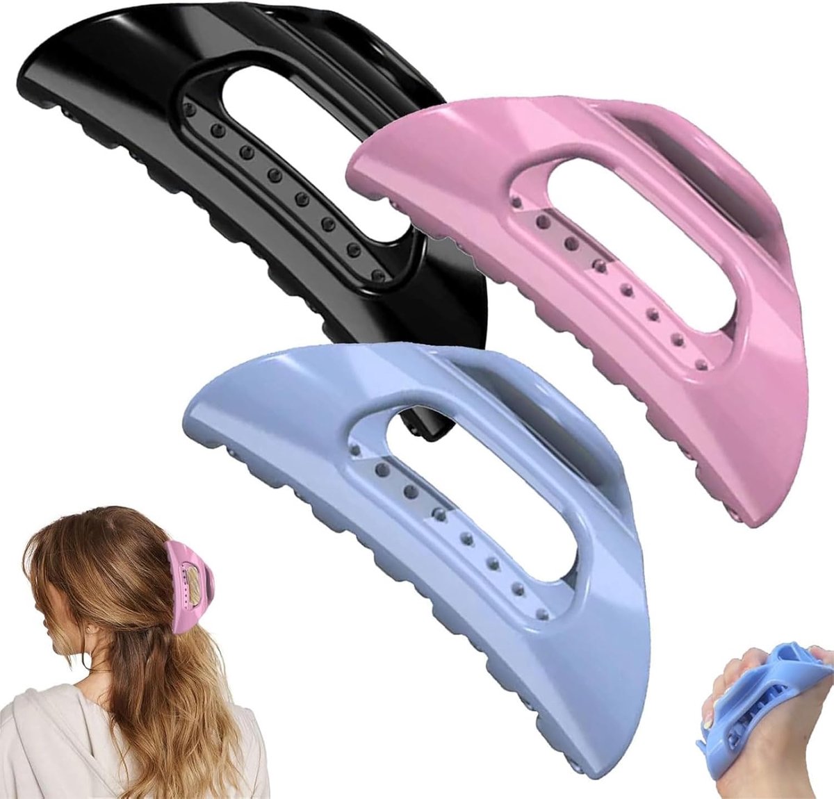 3 stuks Cozy Clips, ultrazachte en flexibele haarspeld, comfortabele wolken haarclip voor dik en lang haar, haarclips met sterke grip en antisliphandvat, lichtgewicht