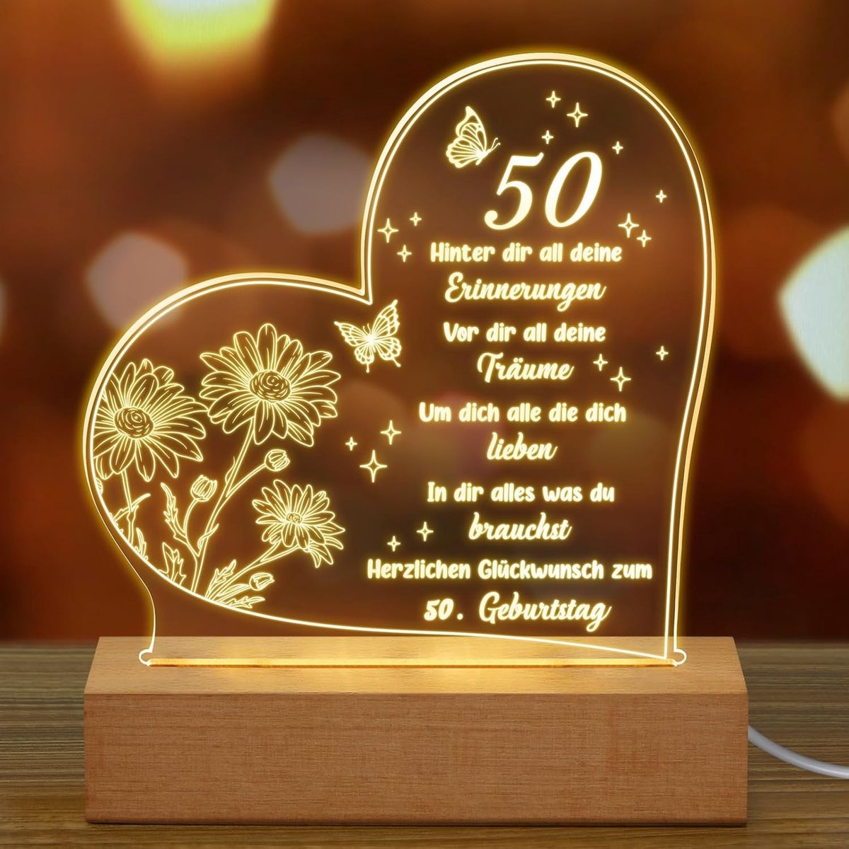 Verjaardagscadeau in acryl met gravure voor echtgenoten: unieke ideeën voor 50e verjaardag van vrouw, moeder en vrienden