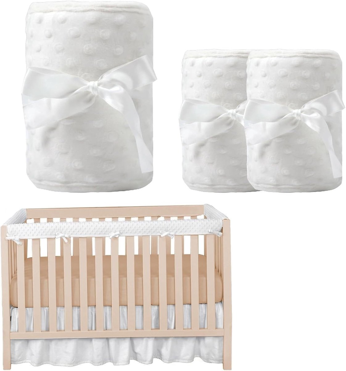 Drie-delige Bedrandbeschermer voor Kinderbedden, Universele Hoekbescherming en Kantenbescherming met Witte Padding