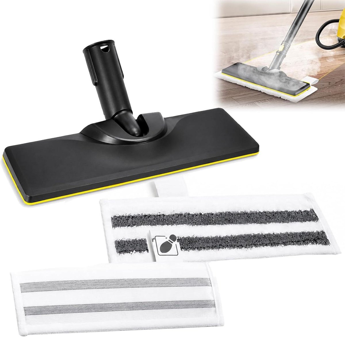Vloerzuigmond Set - Stoomreiniger Accessoires - Grondig Vloeren Reinigen - Met Klittenband Systeem - 3 stuks - Wit