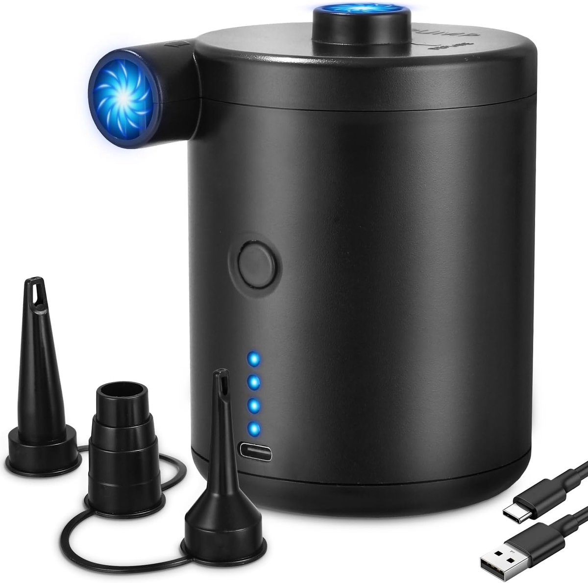Elektrische luchtpomp 4000mAh, snel te vullen inflator deflator luchtpompen, mini luchtbedpomp voor opblaasbare kussens, luchtmatrasbedden, zwemring zwembad speelgoed, 3 sproeiers