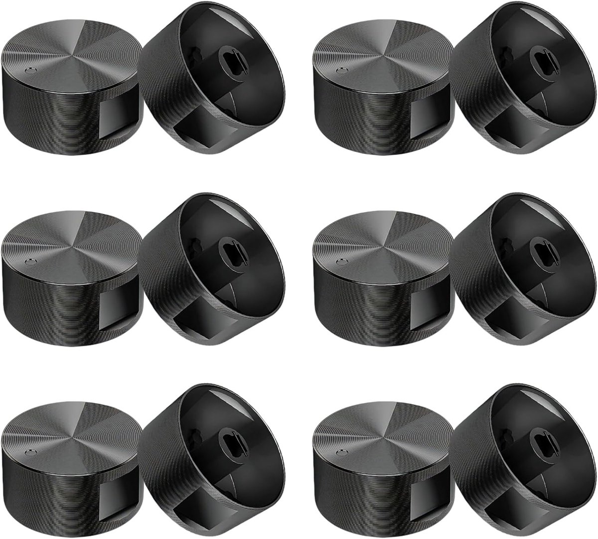6 Ovenkokplatenknoppen - 6 mm Gasknoppen Zwarte Metalen Knoppen voor