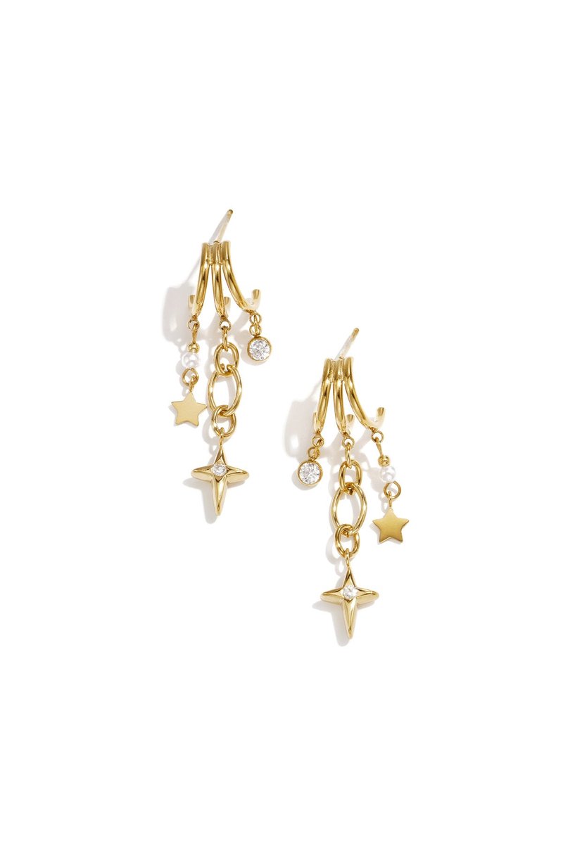 Luxurious star drop earrings for women - Goudkleur