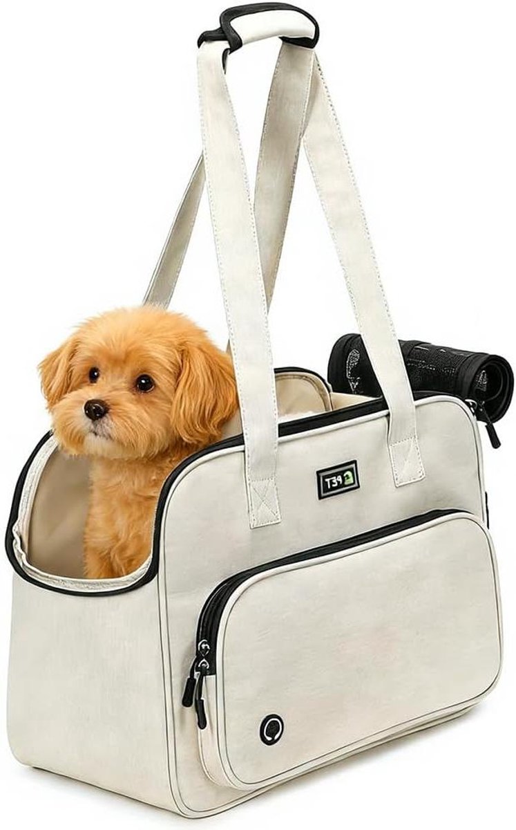 Hondentas Kleine Honden - Reistas Katten - Veilig Vervoer - Ademend Mesh - Tot 6 kg - Crèmetinten